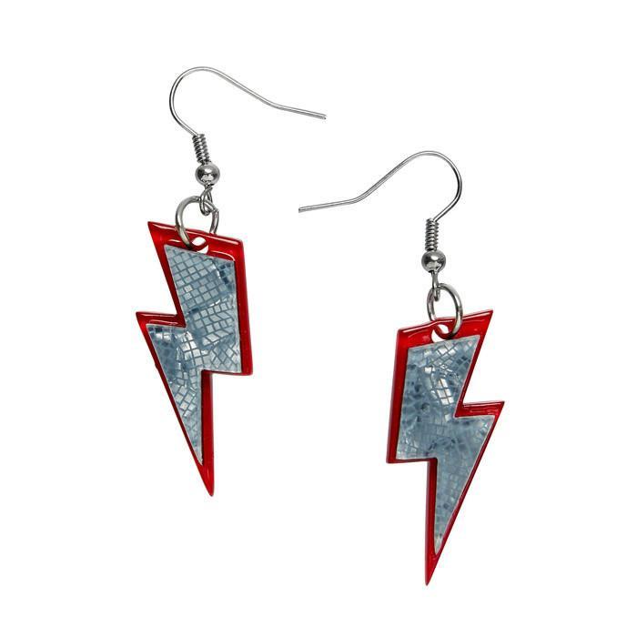 Erstwilder_Greased_Lightnin_Earrings_Grey_Black_Front
